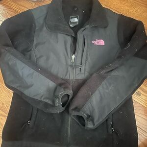 The North Face Black Fleece Jacket with White Logo Patch